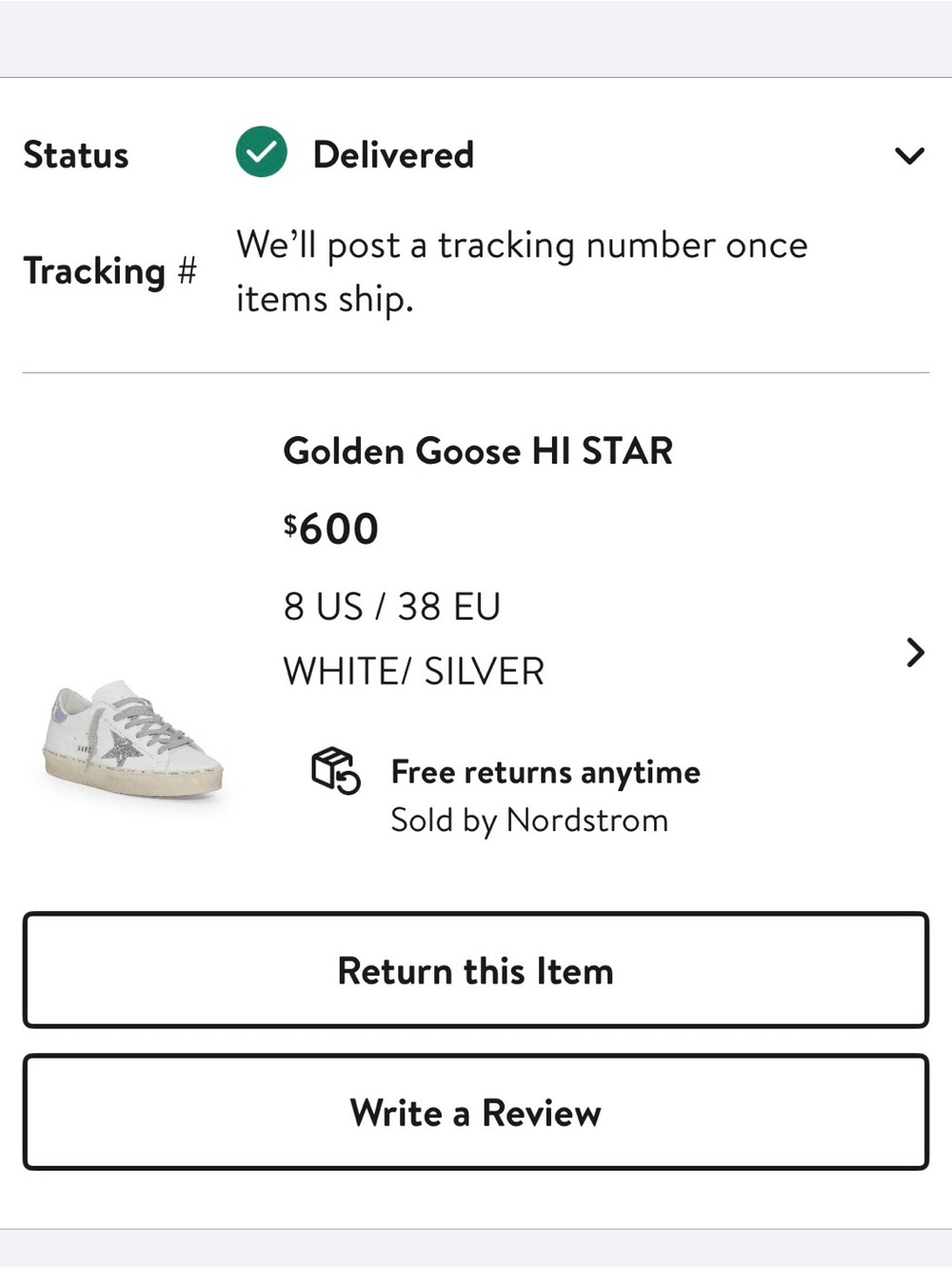 Golden Goose White Leather Hi Star Sneaker with Silver Glitter Star 38 - Picture 2 of 15